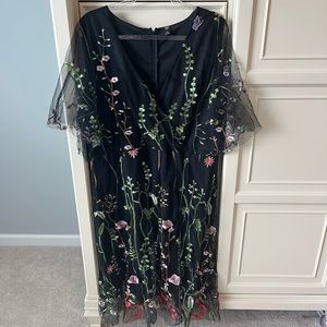 SHEIN black dress with floral overlay, NWOT, size 3X